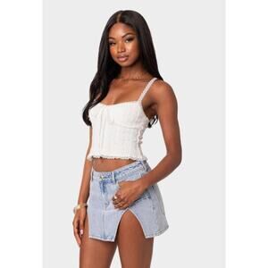 (S) Edikted Lacey Knit Tank Top White